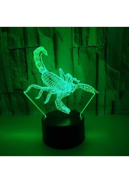 Akrep Desen, 3D Illüzyon Lambası, 3D Gece Lambası 3D LED Yenilik Doğum Günü Tatil Işığı Hediye Dokunmatik Uzaktan Kumanda Oyuncak (Yurt Dışından)