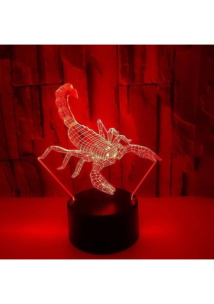 Akrep Desen, 3D Illüzyon Lambası, 3D Gece Lambası 3D LED Yenilik Doğum Günü Tatil Işığı Hediye Dokunmatik Uzaktan Kumanda Oyuncak (Yurt Dışından)