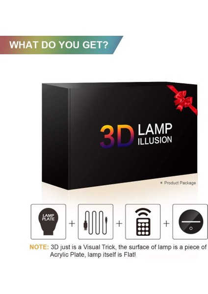 Noel Lambaları 3D Illusion Optik Gece Lambası Figürü, LED Masa Lambası ile Aydınlatma Gece Lambası 16 Renk Dokunsal Kontrol Lambası Başucu Dekorasyonu (Yurt Dışından)