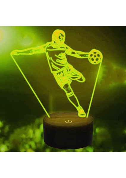 3D Futbol Futbol Gece Lambası LED Lamba Illusion 7 Renk Değiştirme Dokunmatik Anahtarı Masa Masa Dekorasyon Lambaları Doğum Günü Hediyesi Akrilik Taban USB Kablosu Oyuncak (Yurt Dışından)