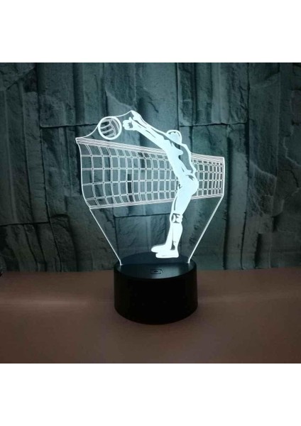 3D Voleybol Oyuncusu Karakterler Gece Işığı LED Masa Lambası Optik Illüzyon Lambası Çocuk Odası Dekorasyonu 16 Renk Uzaktan Kumanda Dokunmatik Anahtar, Kız Erkek Noel Yeni Yıl Doğu (Yurt Dışından)