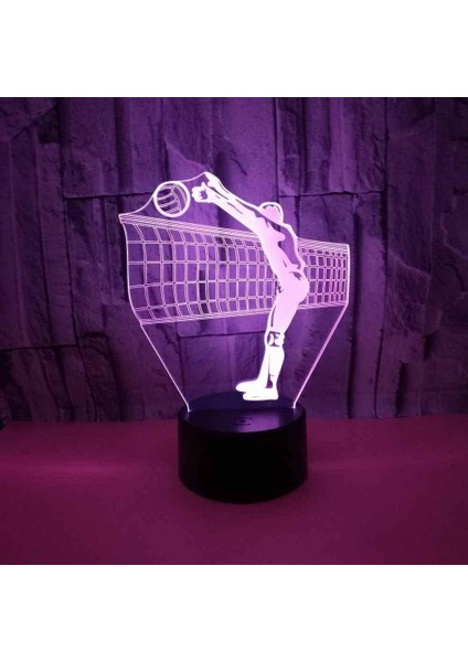 3D Voleybol Oyuncusu Karakterler Gece Işığı LED Masa Lambası Optik Illüzyon Lambası Çocuk Odası Dekorasyonu 16 Renk Uzaktan Kumanda Dokunmatik Anahtar, Kız Erkek Noel Yeni Yıl Doğu (Yurt Dışından) fırsatları