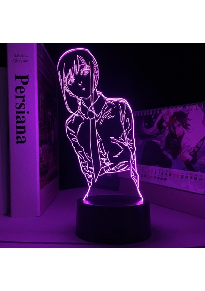 Testere Adam Anime 3D Gece Lambası Boy Için 16 Renkler Kız Odası Dekor Illusion LED Lamba USB Manga Pochita Şekil Uygun Çocuklar Fanlar Noel Hediyeleri (Yurt Dışından)