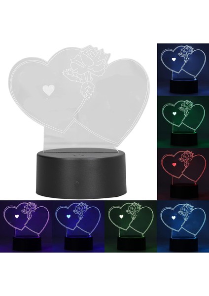 3D Kalp Şekli Gece Lambası LED Dokunmatik Anahtarı Dekor Masa Masa Lambaları, 7 Renk Değiştirme Işıkları LED Masa Lambası Çocuklar Çocuklar Için Dekor Oyuncak Doğum Günü Hediyesi (Yurt Dışından)
