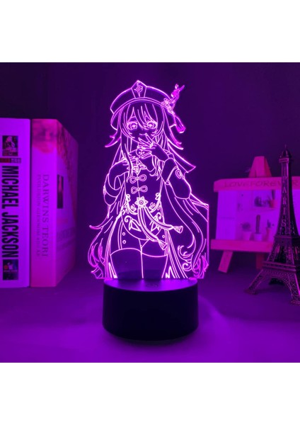 Genshin Impact Hu Tao LED Işık Çocuk Odası Dekorasyon Gece Lambası Doğum Günü Hediyesi Odası Dekor Manga 3D Lamba Genshin Impact (Yurt Dışından)