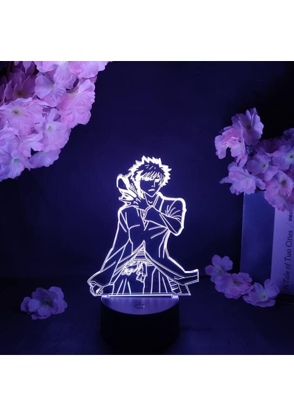 Bleaoh Anime 3D Erkek Için Gece Lambası 16 Renkler Kız Odası Dekor Illusion LED Lamba USB Manga Grimmjow Jaegerjaquez Şekil Uygun Çocuklar Hayranlar Noel Hediyeleri (Siyah Lamba) (Yurt Dışından)