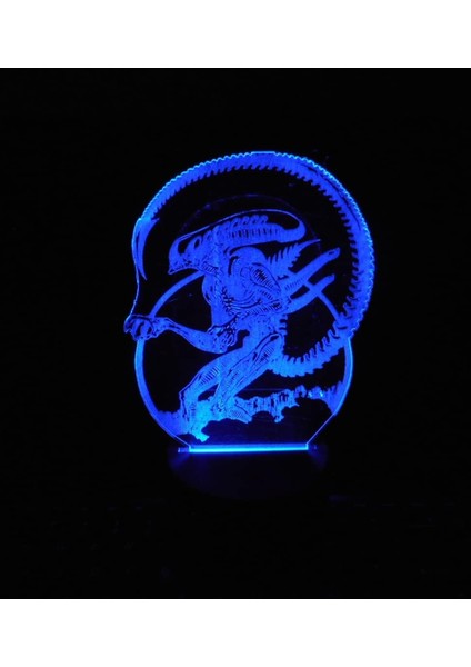 Alien Xenomorph 7 "uzun Boylu Özel Lazer Oyma 3D Efekt Akrilik LED Masa Üstü Gece Işığı Lambası (Yurt Dışından) modelleri