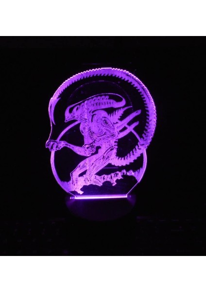 Alien Xenomorph 7 "uzun Boylu Özel Lazer Oyma 3D Efekt Akrilik LED Masa Üstü Gece Işığı Lambası (Yurt Dışından) fırsatları