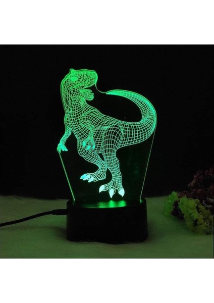 Bebek Gece Lambası 3D Işık Dinozor Gece Lambası Yedi Renkli Dokunmatik LED Işık Yaratıcı Hediye Küçük Masa Lambası 3D Yatak Odası Dekoru Illusion Lambası Bebek Odası Lambası (Yurt Dışından)