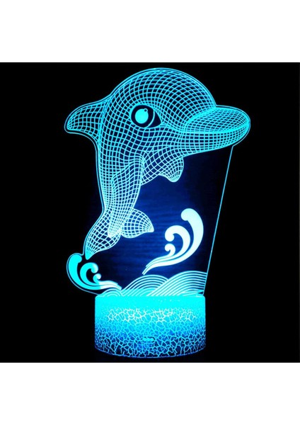 3D Yunus Balık Gece Lambası Illusion Gece Lambası 7 Renk Değiştirme Masa Masa Dekorasyon Lambaları Hediye Akrilik Düz Abs Taban USB Kablosu Oyuncak (Yurt Dışından)