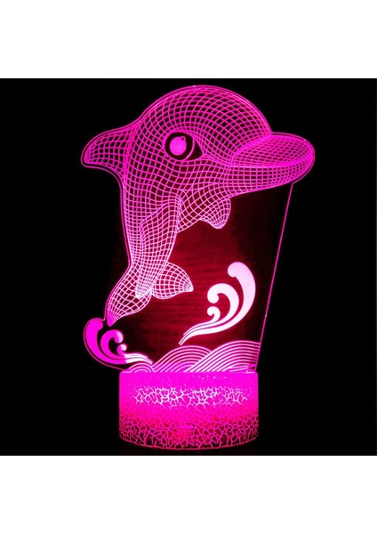 3D Yunus Balık Gece Lambası Illusion Gece Lambası 7 Renk Değiştirme Masa Masa Dekorasyon Lambaları Hediye Akrilik Düz Abs Taban USB Kablosu Oyuncak (Yurt Dışından)