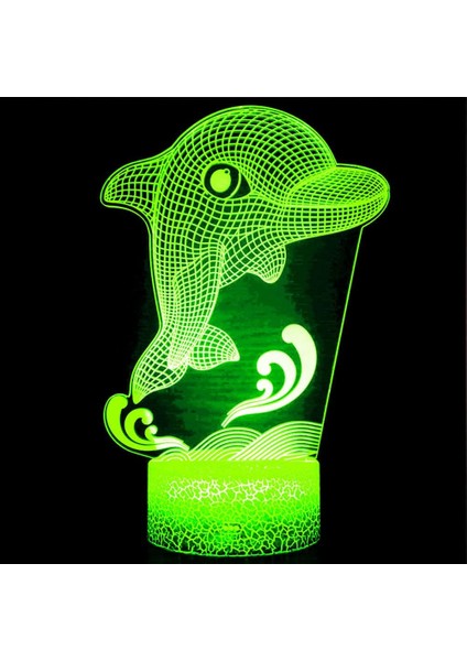 3D Yunus Balık Gece Lambası Illusion Gece Lambası 7 Renk Değiştirme Masa Masa Dekorasyon Lambaları Hediye Akrilik Düz Abs Taban USB Kablosu Oyuncak (Yurt Dışından)