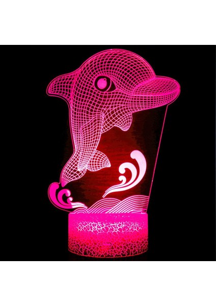 3D Yunus Balık Gece Lambası Illusion Gece Lambası 7 Renk Değiştirme Masa Masa Dekorasyon Lambaları Hediye Akrilik Düz Abs Taban USB Kablosu Oyuncak (Yurt Dışından)