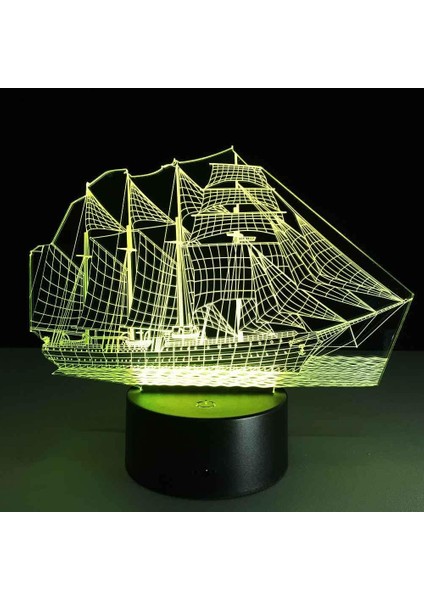 Lamba 3D LED Yelkenli Gece Lambası, Komidin 16 Renk Değiştirme Atmosfer Lambası Çocuklar Için USB Kablosu ile Yatak Odası Dekorasyonu Noel Doğum Günü Hediyesi (Yurt Dışından)