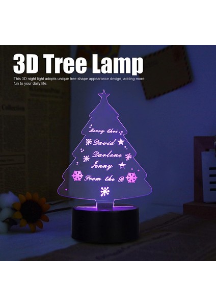3D Gece Lambası 7 Renk Dokunmatik Kontrol 3D Ağaç Lambası USB Şarj, Akülü Gece Lambası Çocuklar Için Serin Oda Iç Dekorasyon (Yurt Dışından) fiyatları
