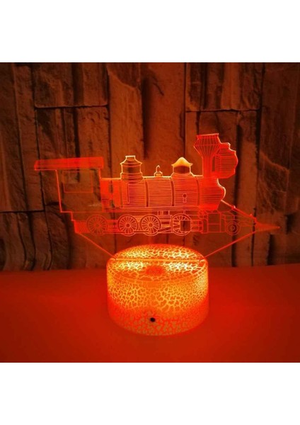 3D Illusion Lambaları Noel Tren LED Gece Işıkları USB Dokunmatik Anahtarı 16 Renk Sensörü Çocuk Odası Için Masa Lambası Uyku Noel Doğum Günü Hediyesi (Yurt Dışından)