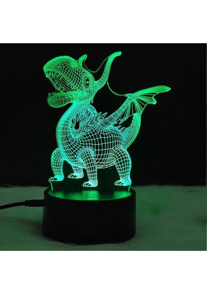 Bebek Gece Lambası 3D Işık Dinozor Gece Lambası Yedi Renkli Dokunmatik LED Işık Yaratıcı Hediye Küçük Masa Lambası 3D Gece Lambası 3D Illusion Lamba Bebek Odası Lambası (Yurt Dışından)