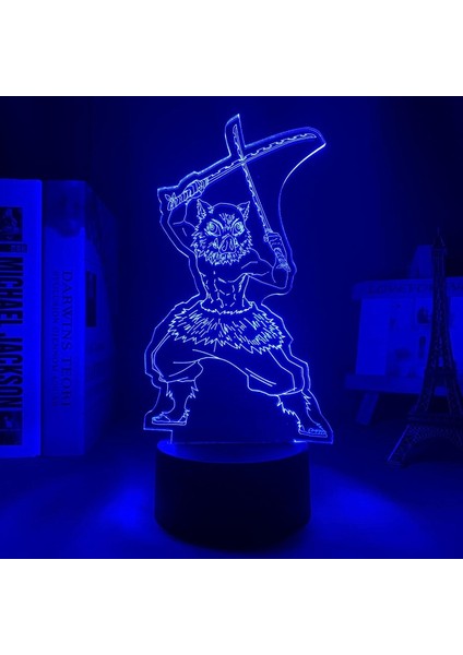 3D LED Gece Lambası Anime Demon Slayer Kimetsu Hiçbir Yaiba Için Yatak Odası Dekoru Işık Manga Doğum Günü Hediyesi Inosuke Hashibira LED 3D Lamba (Yurt Dışından) indirimleri