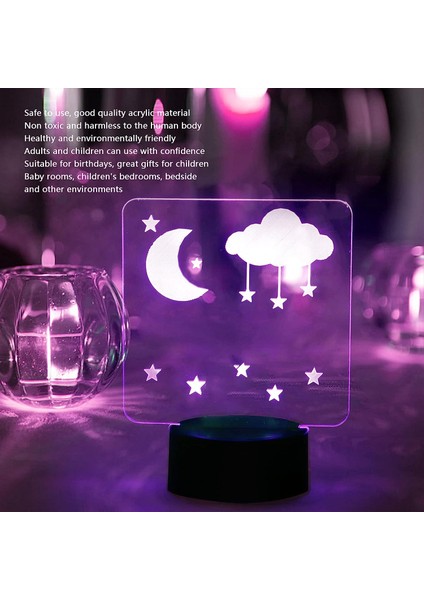 3D LED Gece Lambası, Çevre Dostu 7 Renk 5V USB 3D Masa Masa Dekoru Için Lamba (Yurt Dışından)