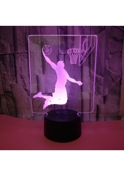 Erkek Doğum Günü Noel Hediyesi Yıldırım Çekim Basketbol Oynarken 3D 16 Renk Lamba Çocuklar Için Görsel LED Gece Işıkları Dokunmatik USB Masa Lambası (Yurt Dışından)