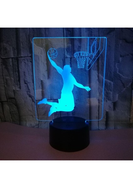 Erkek Doğum Günü Noel Hediyesi Yıldırım Çekim Basketbol Oynarken 3D 16 Renk Lamba Çocuklar Için Görsel LED Gece Işıkları Dokunmatik USB Masa Lambası (Yurt Dışından)