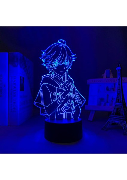Genshin Etki Oyunu 3D Erkek Için Gece Lambası 16 Renkler Kız Odası Dekoru Illusion LED Lamba USB Oyunu Raiden Shogun Şekil Uygun Çocuklar Fanlar Noel Hediyeleri (Yurt Dışından)