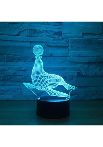 LED Gece Işıkları 3D Illusion Hayvan Deniz Aslanı Başucu Masa Lambası 16 Renk Değiştirme Uyku Aydınlatması ile Yetişkin Erkek Çocuk Oyuncakları Için Akıllı Dokunmatik Düğme Yaratıc (Yurt Dışından)