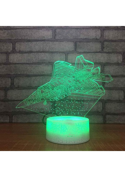 3D Illusion Lambaları Uçak Resimleri LED Gece Işıkları USB Dokunmatik Anahtarı 16 Renk Sensörü Çocuk Odası Için Masa Lambası Uyku Noel Doğum Günü Hediyesi (Yurt Dışından)