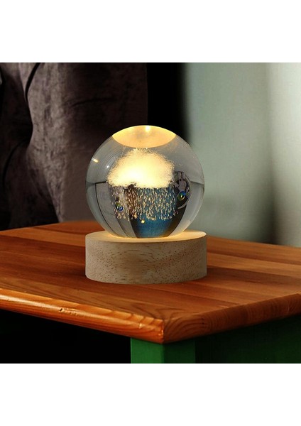 Çocuklar Için Kristal Gece Lambası - Ahşap Standlı Parlayan Kristal Küre - Ev, Apartman Dairesi, Restoran, Pub Için Süslü LED Parlayan Küre Güneş Sistemi Top Lambası (Yurt Dışından) fiyatları