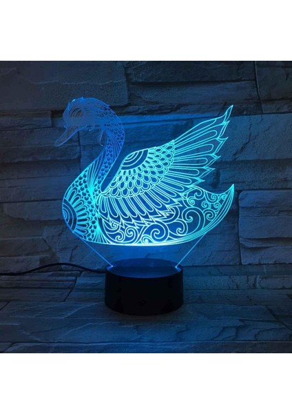 Çocuklar Gece Lambası, 3D Lamba Uzaktan Kumanda ile 16 Renk Değişimi, Kızlar Için Hediyeler Kuğu Hayvan Oyuncak, Noel Doğum Günü Dekorasyonu (Yurt Dışından)
