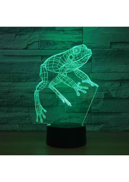 Kız Için Gece Lambaları 3D Optik Karikatür Hayvan Kurbağa LED Masa Lambası Dokunmatik Anahtarlı 16 Renk Uzaktan Kumanda Mood Lambası Illusion Lamba Çocuklar Için Tatil Hediyeleri B (Yurt Dışından)