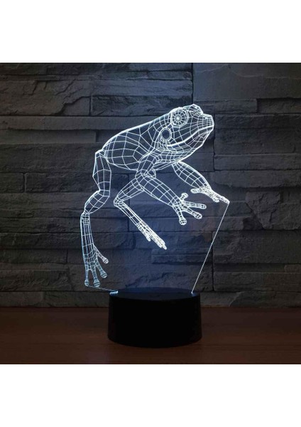Kız Için Gece Lambaları 3D Optik Karikatür Hayvan Kurbağa LED Masa Lambası Dokunmatik Anahtarlı 16 Renk Uzaktan Kumanda Mood Lambası Illusion Lamba Çocuklar Için Tatil Hediyeleri B (Yurt Dışından) fırsatları