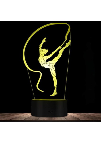 3D Bale Jimnastik Gece Işığı LED Lamba Illusion 7 Renk Değiştiren Dokunmatik Anahtar Masa Masası Dekorasyon Lambaları Doğum Günü Hediyesi Akrilik Taban USB Kablosu Oyuncak (Yurt Dışından)