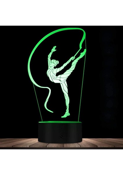 3D Bale Jimnastik Gece Işığı LED Lamba Illusion 7 Renk Değiştiren Dokunmatik Anahtar Masa Masası Dekorasyon Lambaları Doğum Günü Hediyesi Akrilik Taban USB Kablosu Oyuncak (Yurt Dışından) fiyatları
