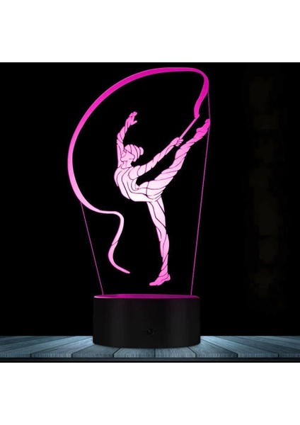 3D Bale Jimnastik Gece Işığı LED Lamba Illusion 7 Renk Değiştiren Dokunmatik Anahtar Masa Masası Dekorasyon Lambaları Doğum Günü Hediyesi Akrilik Taban USB Kablosu Oyuncak (Yurt Dışından) modelleri
