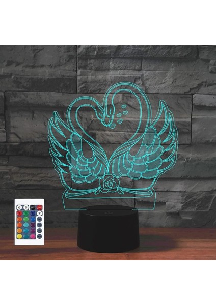 3D Karikatür Kuğu Uzaktan Kumanda 16 Renk Gece Işıkları Illusion Akrilik LED Masa Abajur Çocuk Yatak Odası Masa Dekor Çocuklar Için Doğum Günü Hediyeleri Oyuncak (Yurt Dışından)