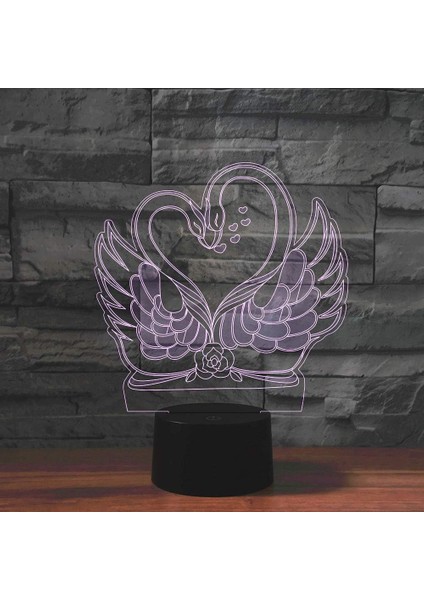 3D Karikatür Kuğu Uzaktan Kumanda 16 Renk Gece Işıkları Illusion Akrilik LED Masa Abajur Çocuk Yatak Odası Masa Dekor Çocuklar Için Doğum Günü Hediyeleri Oyuncak (Yurt Dışından) fırsatları