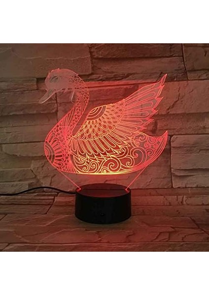 Gece Işığı 3D Illüzyon Lambası Kuğu Masa Işıkları Kısılabilir 16 Renk Değiştirme Akıllı Dokunuş, Kız Erkek Ev Yatak Odası Dekor Lambası Çocuk Doğum Günü Yeni Yıl Festivali Hediyele (Yurt Dışından)