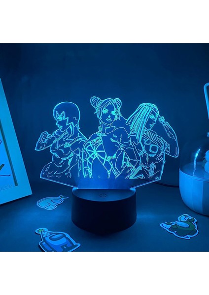 Macera Anime Figürü Jolyne Cujoh 3D LED Lamba Yatak Odası Masa Süsü Manga Hediye Çocuklar Çocuklar Için Jojo Gece Lambası Tatil Hediye Pxjd (Yurt Dışından)