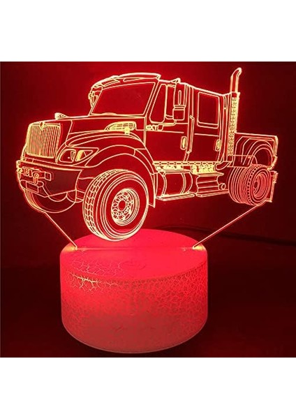 3D Kamyon Traktör Araba Gece Işığı Lambası Illusion 7 Renk Değiştirme Dokunmatik Anahtarı Masa Masa Dekorasyon Lambaları Akrilik Düz Abs Taban USB Kablosu Oyuncak ile Hediye (Yurt Dışından)