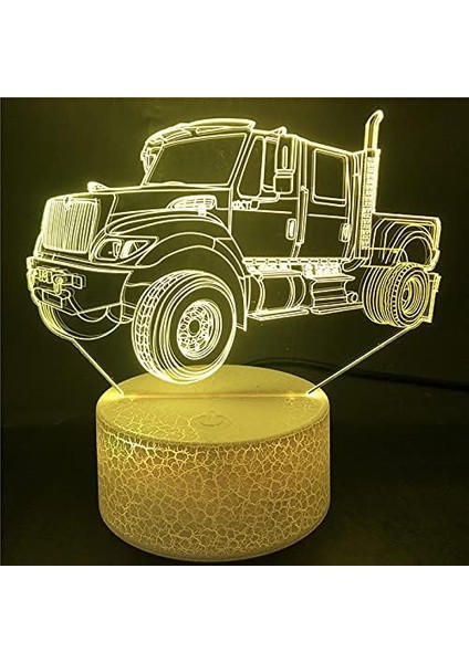 3D Kamyon Traktör Araba Gece Işığı Lambası Illusion 7 Renk Değiştirme Dokunmatik Anahtarı Masa Masa Dekorasyon Lambaları Akrilik Düz Abs Taban USB Kablosu Oyuncak ile Hediye (Yurt Dışından) modelleri