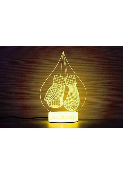 3D Boks Eldivenleri Gece Işığı Dekoru Masa Masası Optik Illüzyon Lambaları 7 Renk Değiştiren Işıklar LED Masa Lambası Noel Ev Aşk Doğum Günü Çocuklar Çocuklar Dekor Oyuncak Hediye (Yurt Dışından) fırsatları