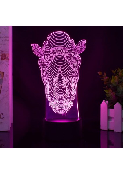 Gergedanlar 7/16 Renk Uzaktan Kumanda + Dokunmatik Yatak Odası Masa Lambası Hayvan USB Küçük Gece Lambası 3D LED Lamba Ev Dekor Lambası Çocuk Yetişkin Doğum Günü/noel Hediye Oyunca (Yurt Dışından)