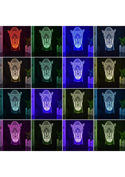 Gergedanlar 7/16 Renk Uzaktan Kumanda + Dokunmatik Yatak Odası Masa Lambası Hayvan USB Küçük Gece Lambası 3D LED Lamba Ev Dekor Lambası Çocuk Yetişkin Doğum Günü/noel Hediye Oyunca (Yurt Dışından)