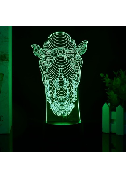 Gergedanlar 7/16 Renk Uzaktan Kumanda + Dokunmatik Yatak Odası Masa Lambası Hayvan USB Küçük Gece Lambası 3D LED Lamba Ev Dekor Lambası Çocuk Yetişkin Doğum Günü/noel Hediye Oyunca (Yurt Dışından)