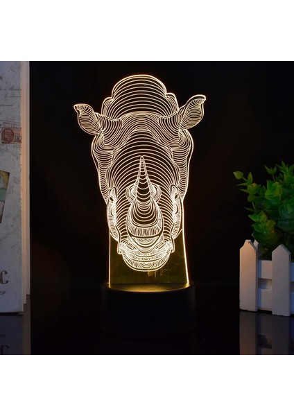 Gergedanlar 7/16 Renk Uzaktan Kumanda + Dokunmatik Yatak Odası Masa Lambası Hayvan USB Küçük Gece Lambası 3D LED Lamba Ev Dekor Lambası Çocuk Yetişkin Doğum Günü/noel Hediye Oyunca (Yurt Dışından)