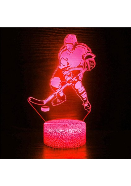 3D Buz Hokeyi Oyuncusu Gece Işığı Lambası Illusion Gece Lambası 16 Renk Değiştiren Masa Masa Dekorasyon Lambaları Akrilik Düz Abs Taban USB Kablosu Oyuncak ile Hediye (Yurt Dışından) modelleri