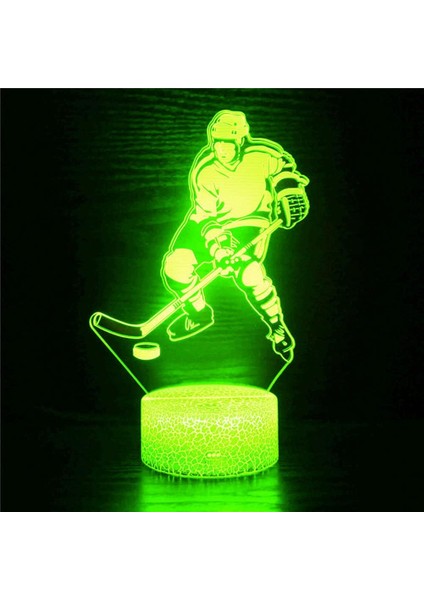 3D Buz Hokeyi Oyuncusu Gece Işığı Lambası Illusion Gece Lambası 16 Renk Değiştiren Masa Masa Dekorasyon Lambaları Akrilik Düz Abs Taban USB Kablosu Oyuncak ile Hediye (Yurt Dışından) fırsatları
