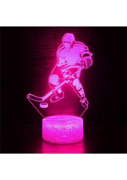 3D Buz Hokeyi Oyuncusu Gece Işığı Lambası Illusion Gece Lambası 16 Renk Değiştiren Masa Masa Dekorasyon Lambaları Akrilik Düz Abs Taban USB Kablosu Oyuncak ile Hediye (Yurt Dışından) indirimleri