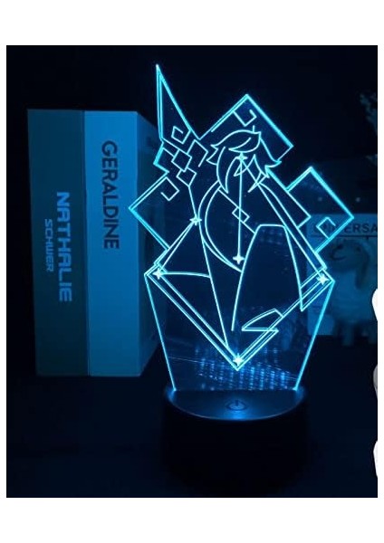 Genshin Etki Oyunu 3D Erkek Için Gece Lambası 16 Renkler Kız Odası Dekoru Illusion LED Lamba USB Oyunu Raiden Shogun Şekil Uygun Çocuklar Fanlar Noel Hediyeleri (Yurt Dışından)